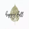 Happy Fall Leaf Stamp Framed Canvas Art Print