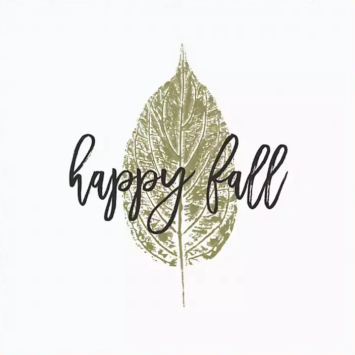 Happy Fall Leaf Stamp Framed Canvas Art Print