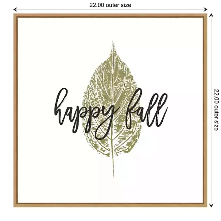 Happy Fall Leaf Stamp Framed Canvas Art Print