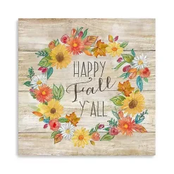 Happy Fall Y'all Wreath Giclee Canvas Art Print