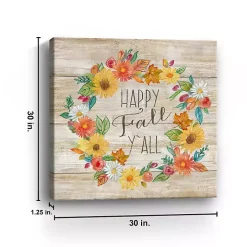 Happy Fall Y'all Wreath Giclee Canvas Art Print