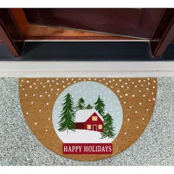 Happy Holidays Half Circle Coir Doormat