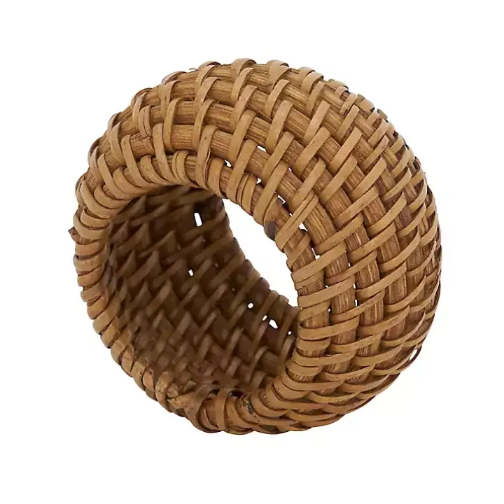 Hazelnut Woven Rattan Napkin Rings, Set of 4