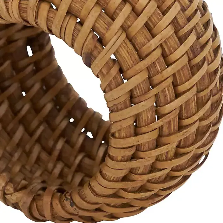 Hazelnut Woven Rattan Napkin Rings, Set of 4
