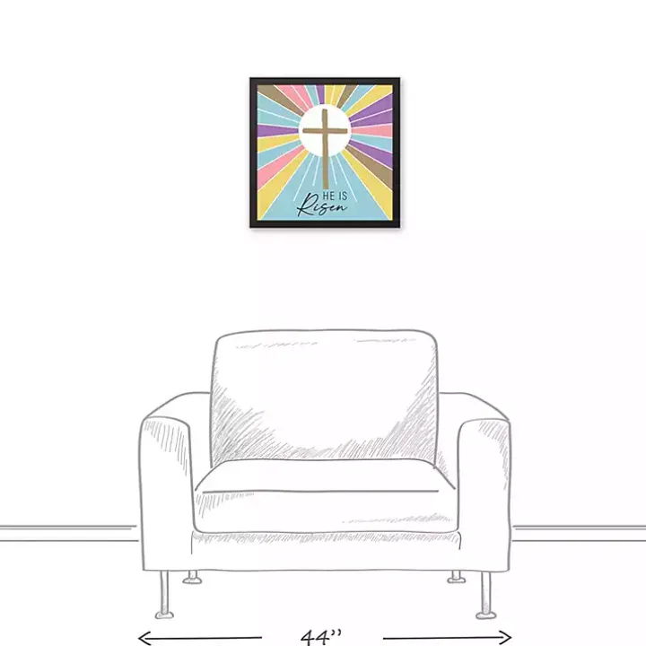 He is Risen Colorful Framed Canvas Art Print