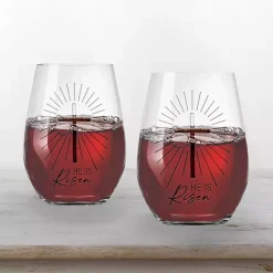 He is Risen Engraved 2-pc. Stemless Wine Glass Set
