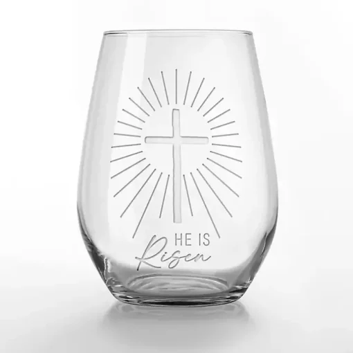He is Risen Engraved 2-pc. Stemless Wine Glass Set