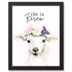 He is Risen Lamb Framed Canvas Art Print