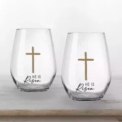 He is Risen Printed 2-pc. Stemless Wine Glass Set