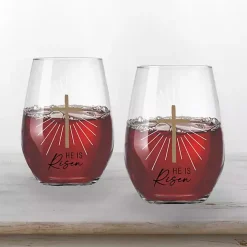He is Risen Printed 2-pc. Stemless Wine Glass Set