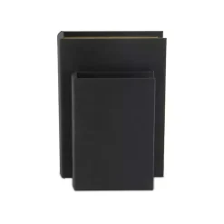 Heathered Black Linen Book Boxes, Set of 2