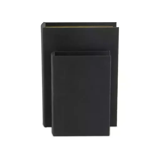 Heathered Black Linen Book Boxes, Set of 2