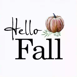 Hello Fall Pumpkin Typography Framed Wall Art