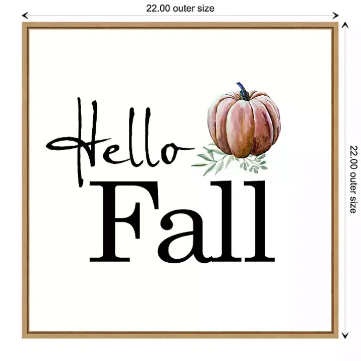 Hello Fall Pumpkin Typography Framed Wall Art