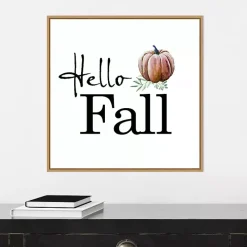 Hello Fall Pumpkin Typography Framed Wall Art