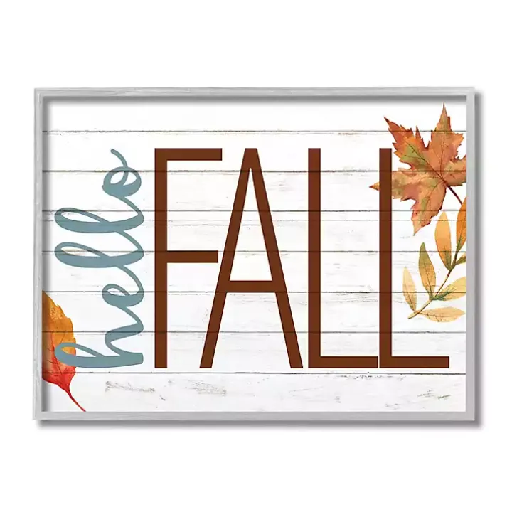 Hello Fall Wood Plank Framed Wall Art
