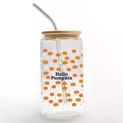 Hello Pumpkin and Daisy Glass Tumbler