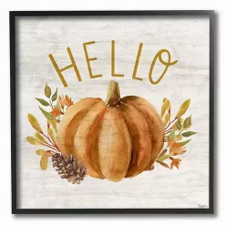Hello Pumpkin Wood Framed Giclee Art Print