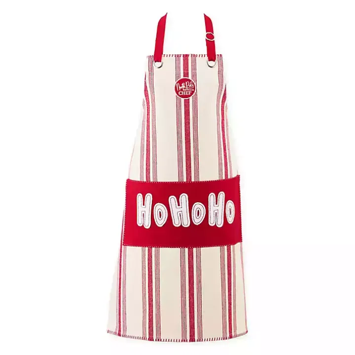 Ho Ho Ho Striped Christmas Apron