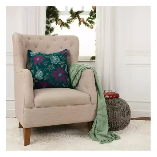 Holiday Botanicals Christmas Throw Pillow