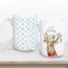 Holiday Deer & Snowflakes Christmas Mugs, Set of 2