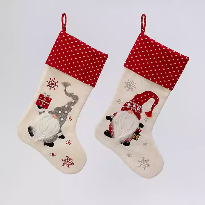 Holiday Gnome Christmas Stockings, Set of 2