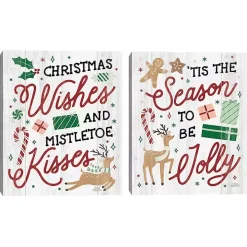 Holiday Phrase Canvas Art Prints, Set of 2