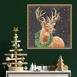 Holiday Stag Framed Canvas Art Print