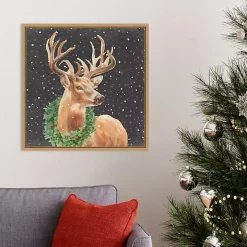 Holiday Stag Framed Canvas Art Print