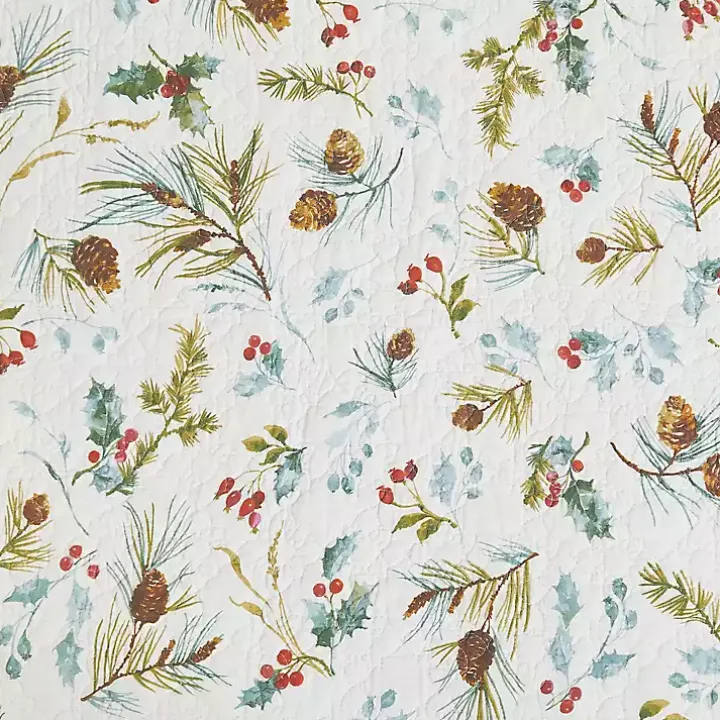 Holly and Pinecone Reversible Table Runner