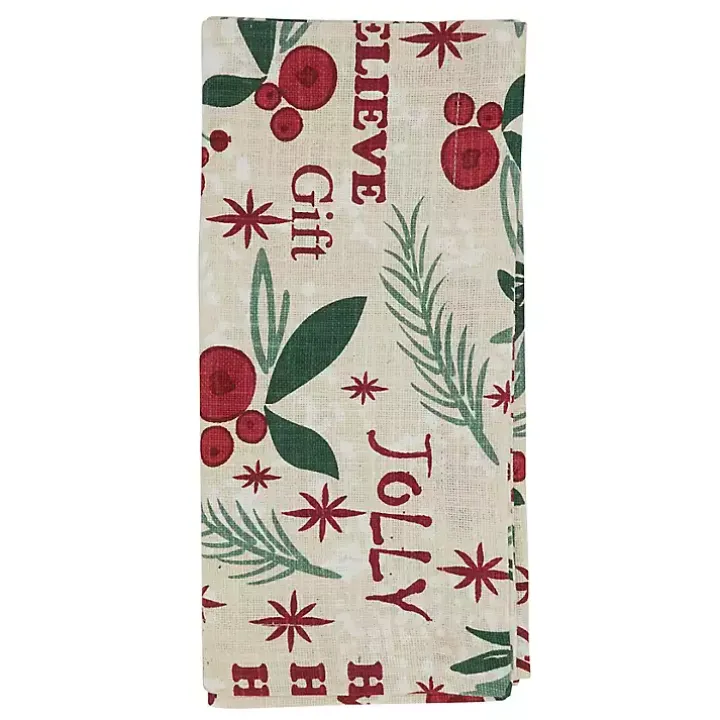 Holly Berry Typography Christmas Napkins, Set of 4