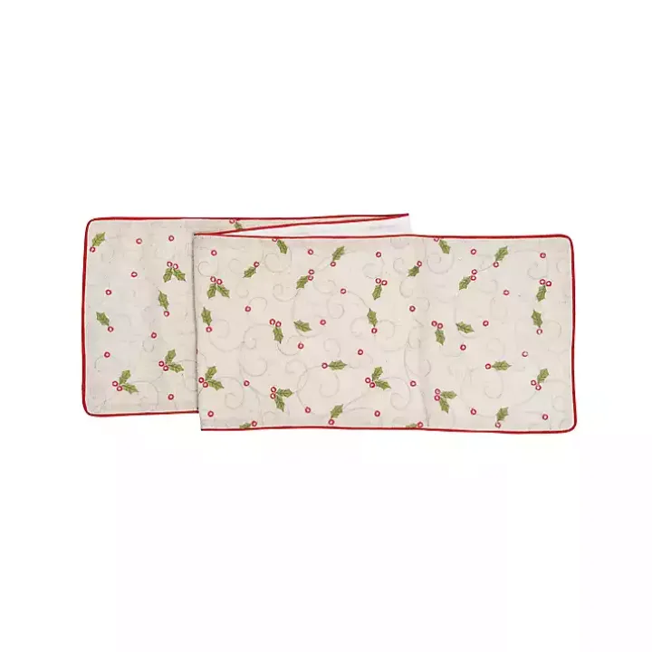 Holly Embroidered Table Runner