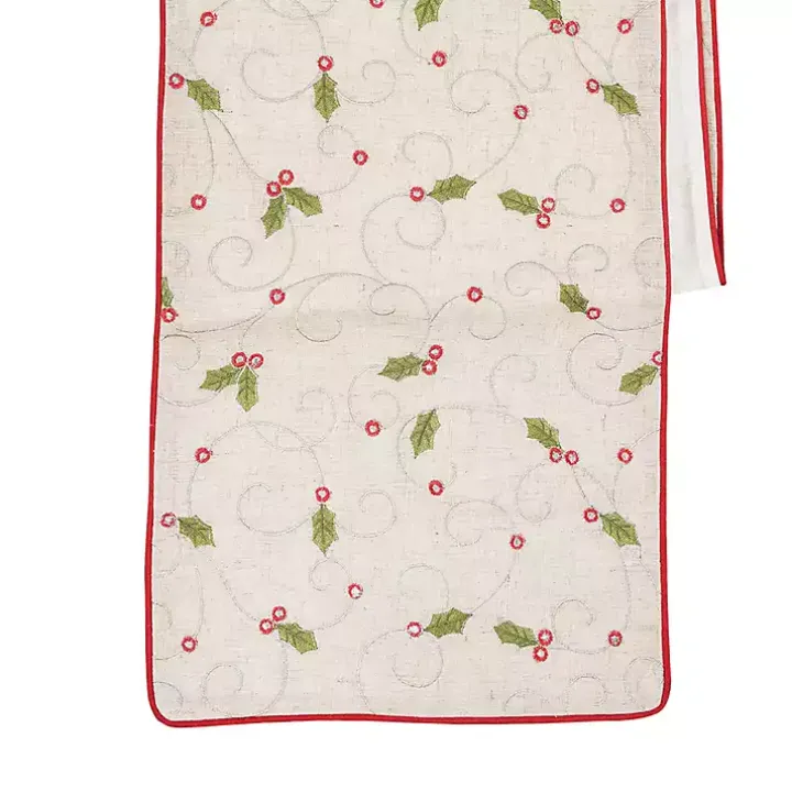 Holly Embroidered Table Runner