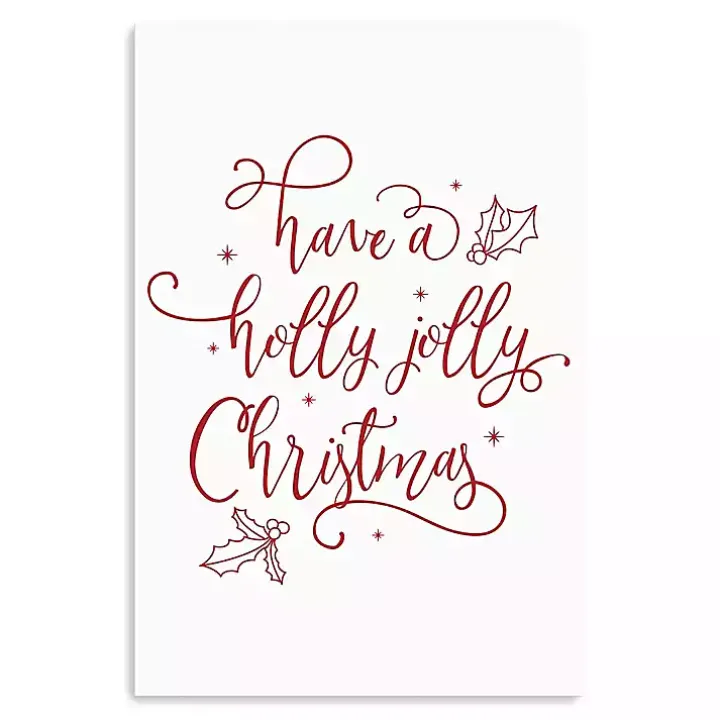 Holly Jolly Christmas Canvas Wall Plaque