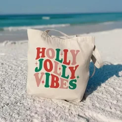 Holly Jolly Vibes Canvas Tote Bag