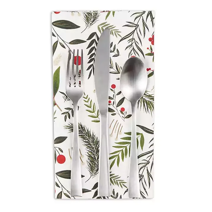 Holly Twigs Cotton Napkins, Set of 6