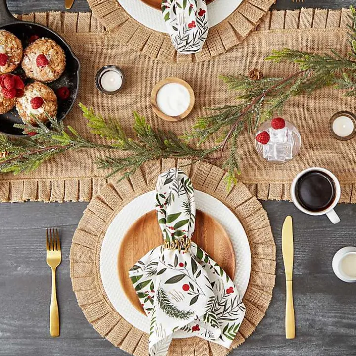 Holly Twigs Cotton Napkins, Set of 6