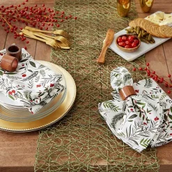 Holly Twigs Cotton Napkins, Set of 6