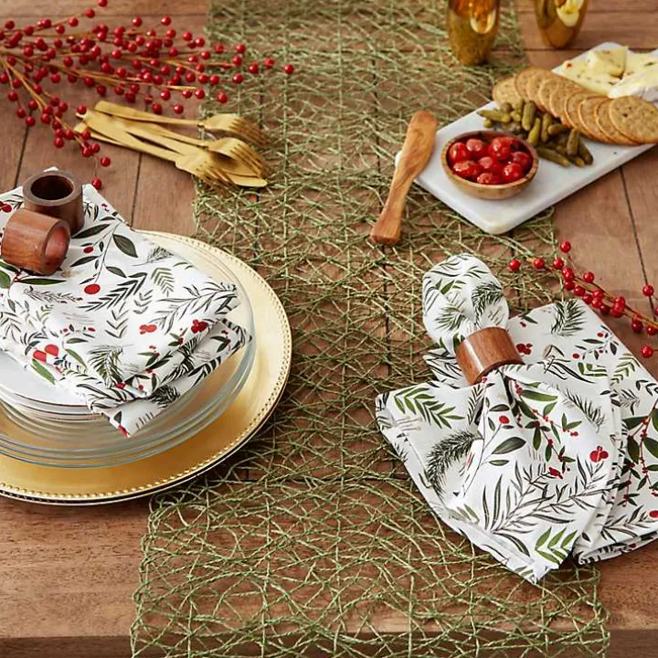 Holly Twigs Cotton Napkins, Set of 6