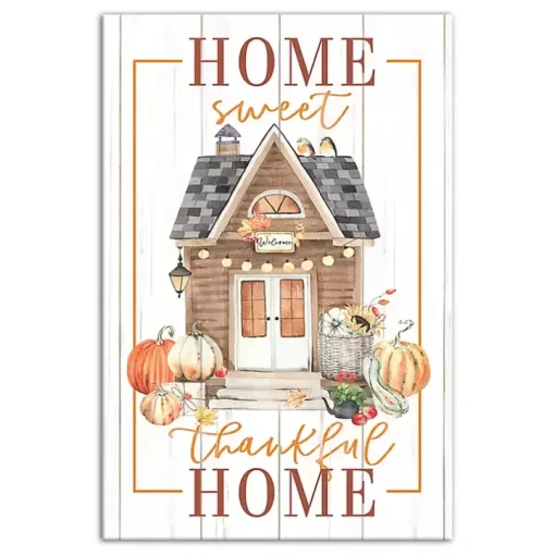 Home Sweet Thankful Home Canvas Art Print