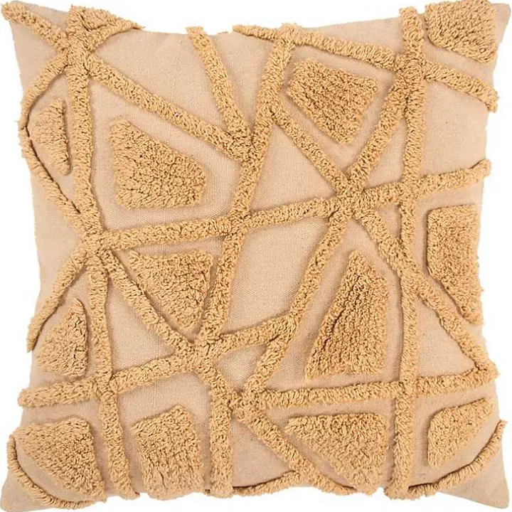 Honey Geo Tufted Throw Pillow