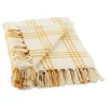 Honey Gold Plaid Fringe Throw