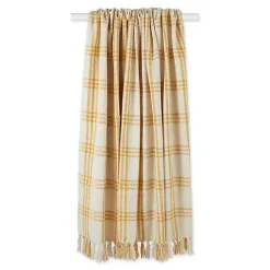 Honey Gold Plaid Fringe Throw