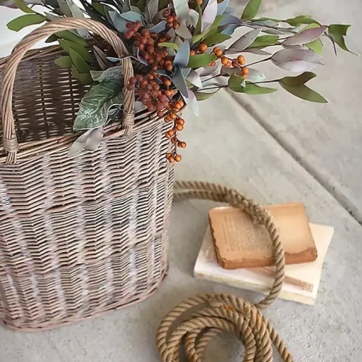 Honey Wicker Tall Oval Baskets, Set of 2