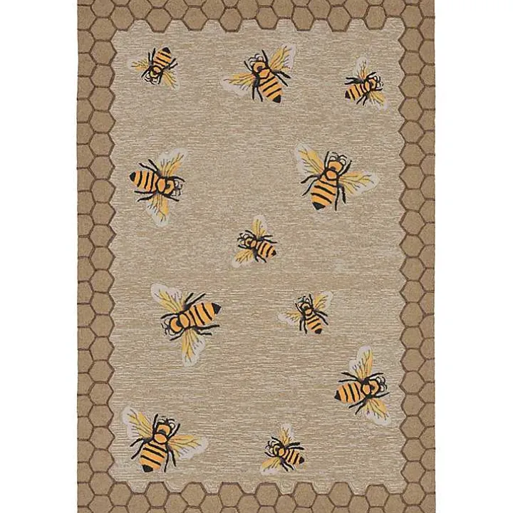 Honeycomb Bees Outdoor Area Rug, 5x7