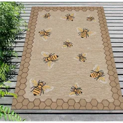 Honeycomb Bees Outdoor Area Rug, 5x7