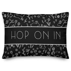 Hop On In Bunny Pattern Outdoor Throw Pillow