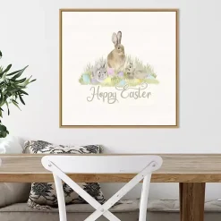 Hoppy Easter Bunnies Framed Canvas Art Print