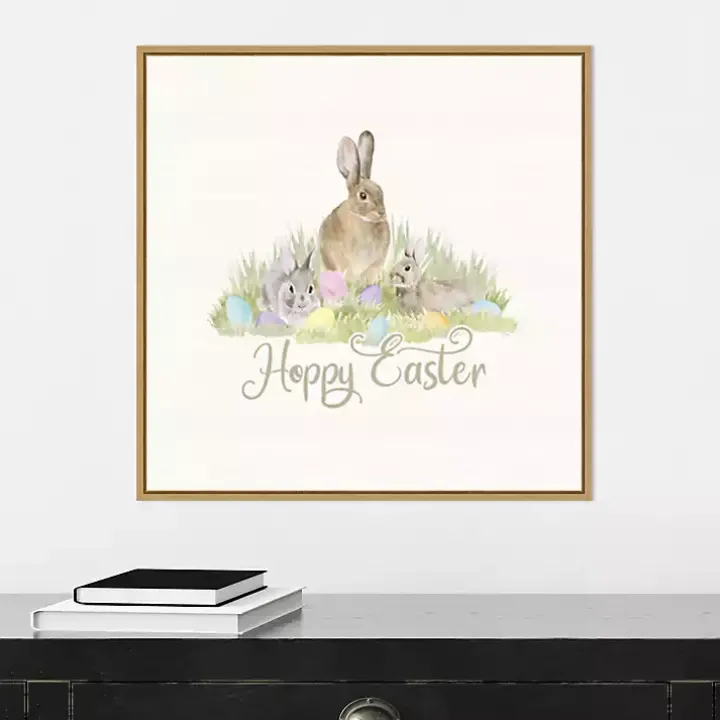 Hoppy Easter Bunnies Framed Canvas Art Print