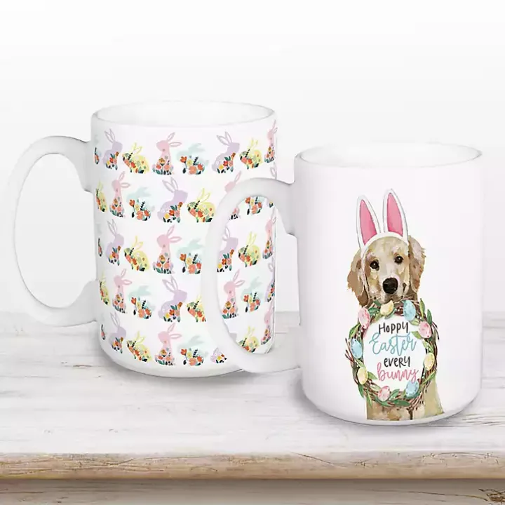 Hoppy Easter Every Bunny Mugs, Set of 2